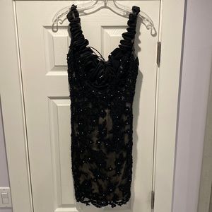 Black Sequin Lace Dress